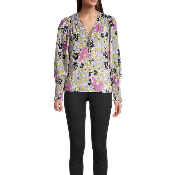 REBECCA TAYLOR Women's Floral Print in Passion Flower Orchid Combo - Picture 6 of 7